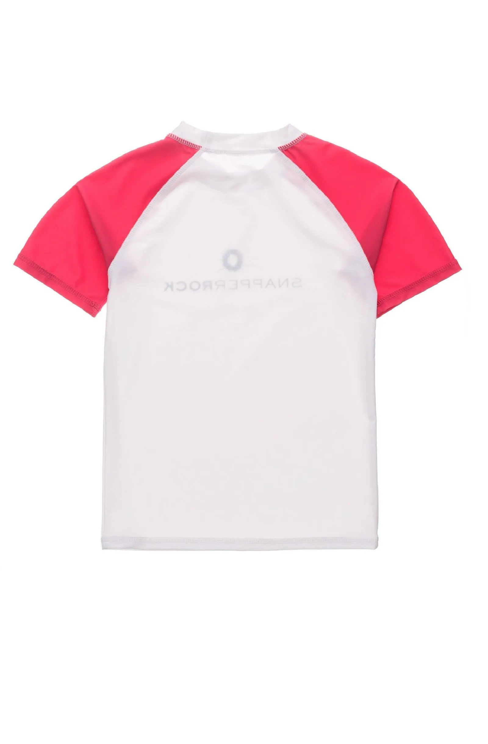 SNAPPERROCK Boys White Red Sleeve SS Rash Top