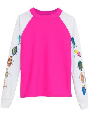 Snorkel Caribbean Fish ID Rash Guard - Fuchsia