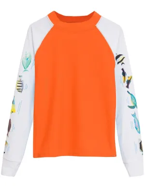 Snorkel Hawaii Fish ID Rash Guard - Orange