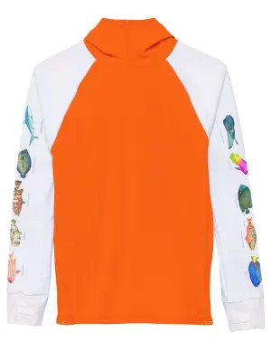 Snorkel Hoodie Rash Guard - Caribbean Fish ID - Orange
