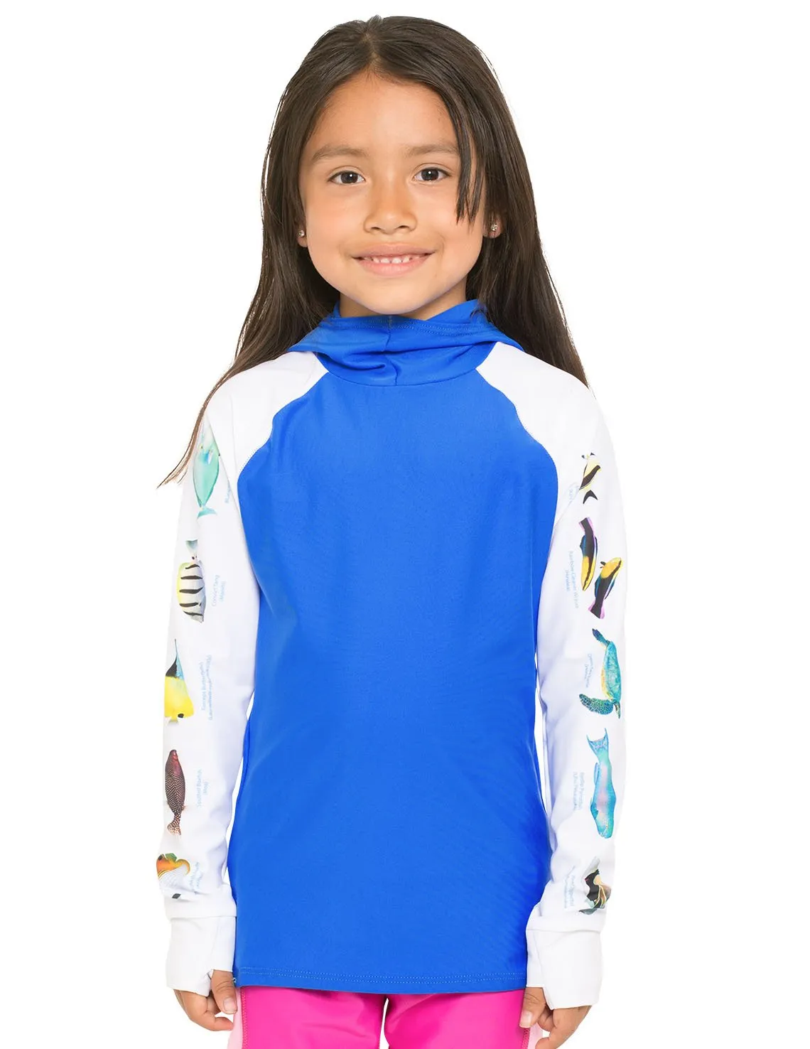 Snorkel Hoodie Rash Guard - Caribbean Fish ID - Orange