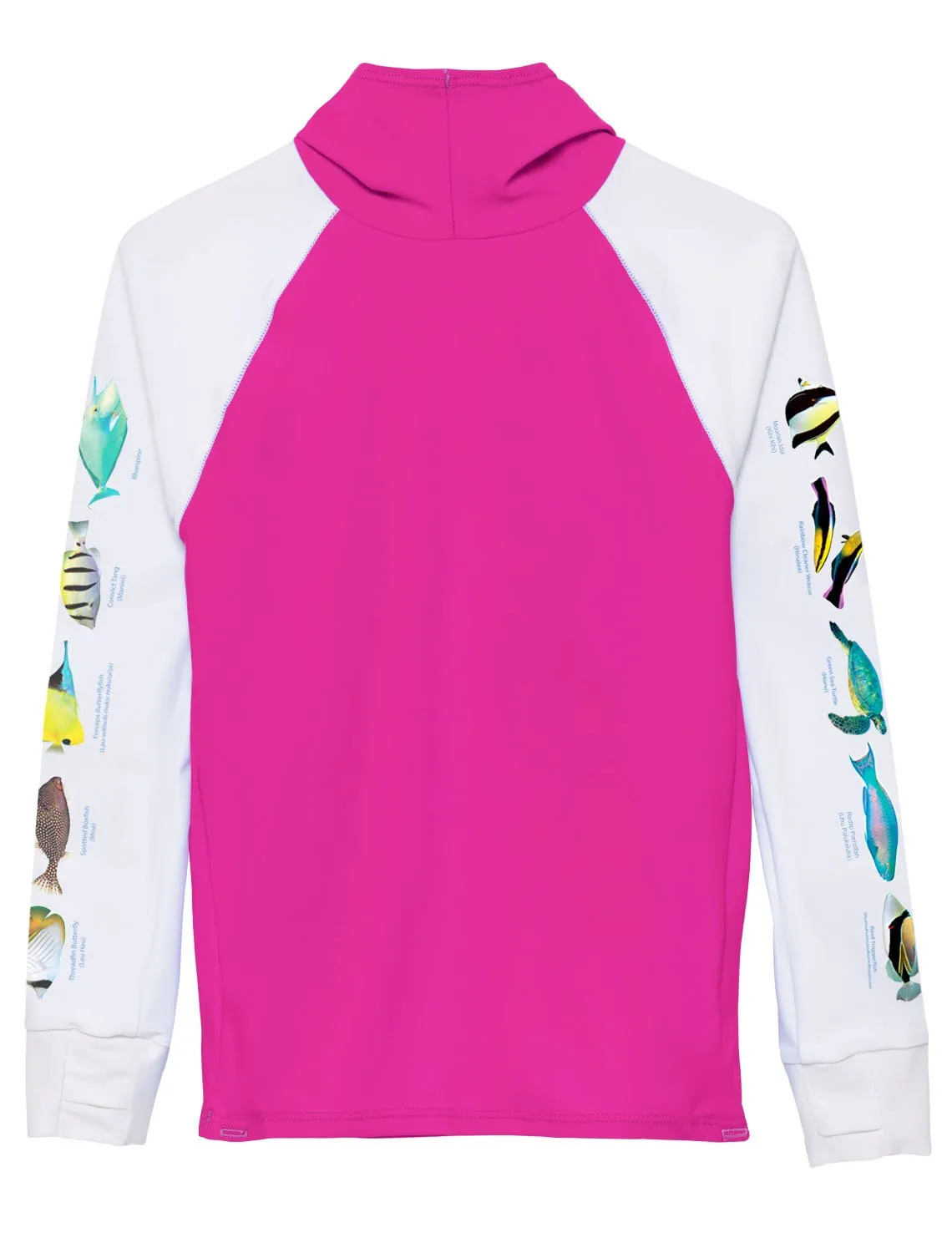 Snorkel Hoodie Rash Guard - Hawaii Fish ID - Fuchsia