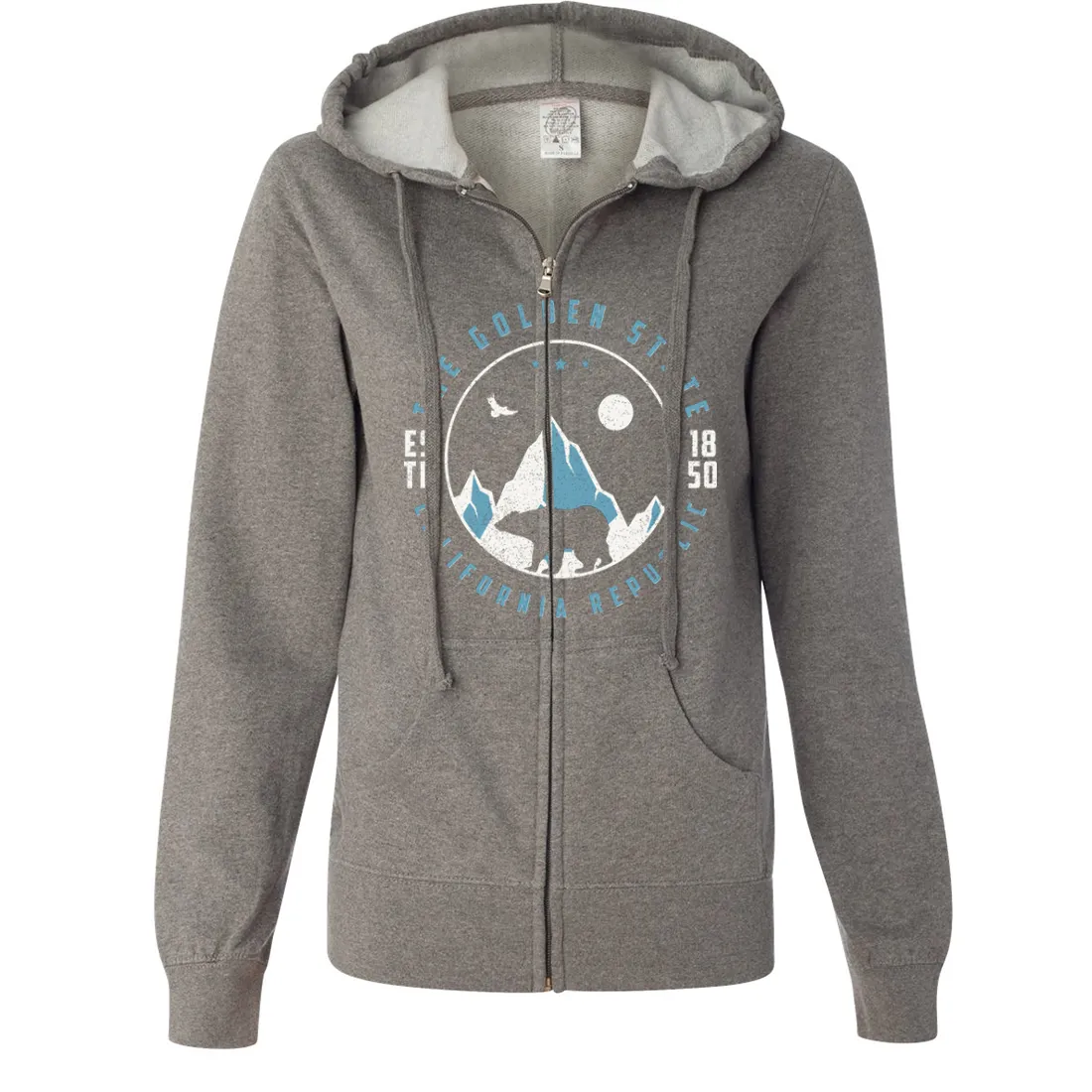 Snowy California Mountains Ladies Lightweight Fitted Zip-Up Hoodie