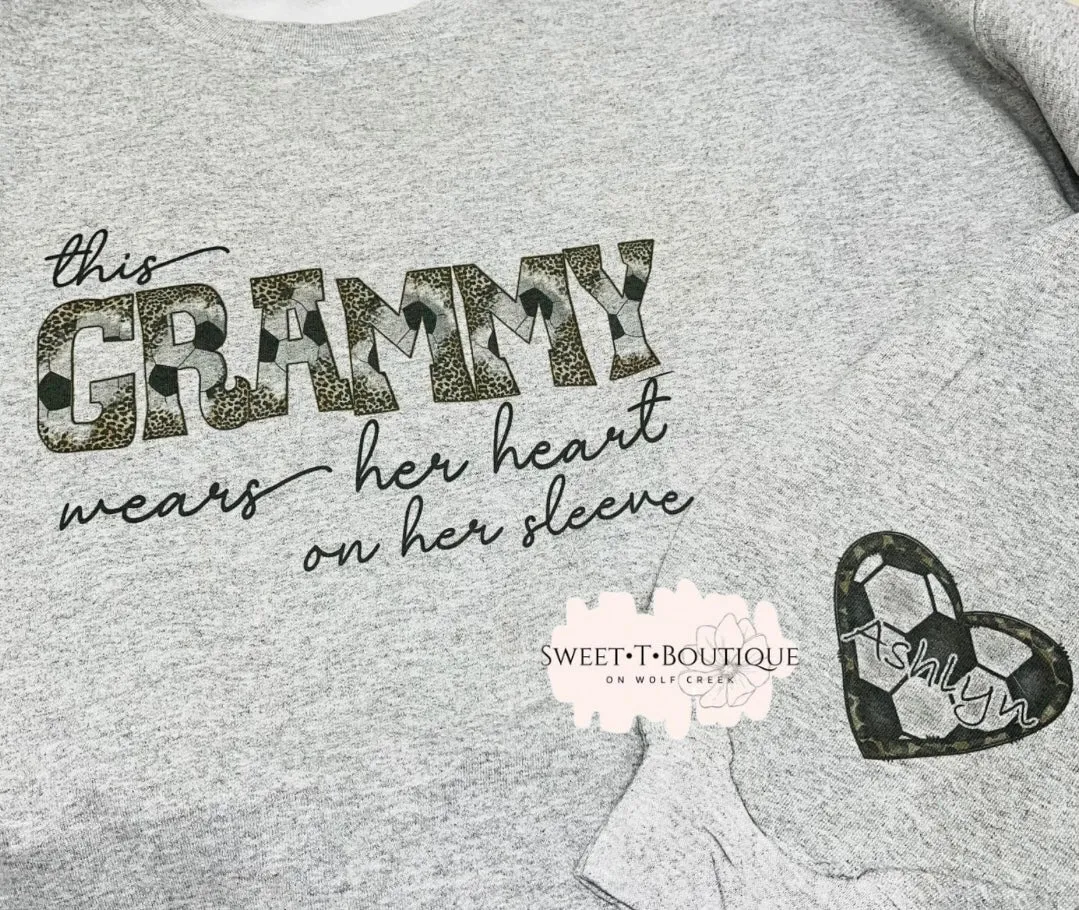 Soccer Mom, Mama, Etc… Heart On Her Sleeve Crewneck