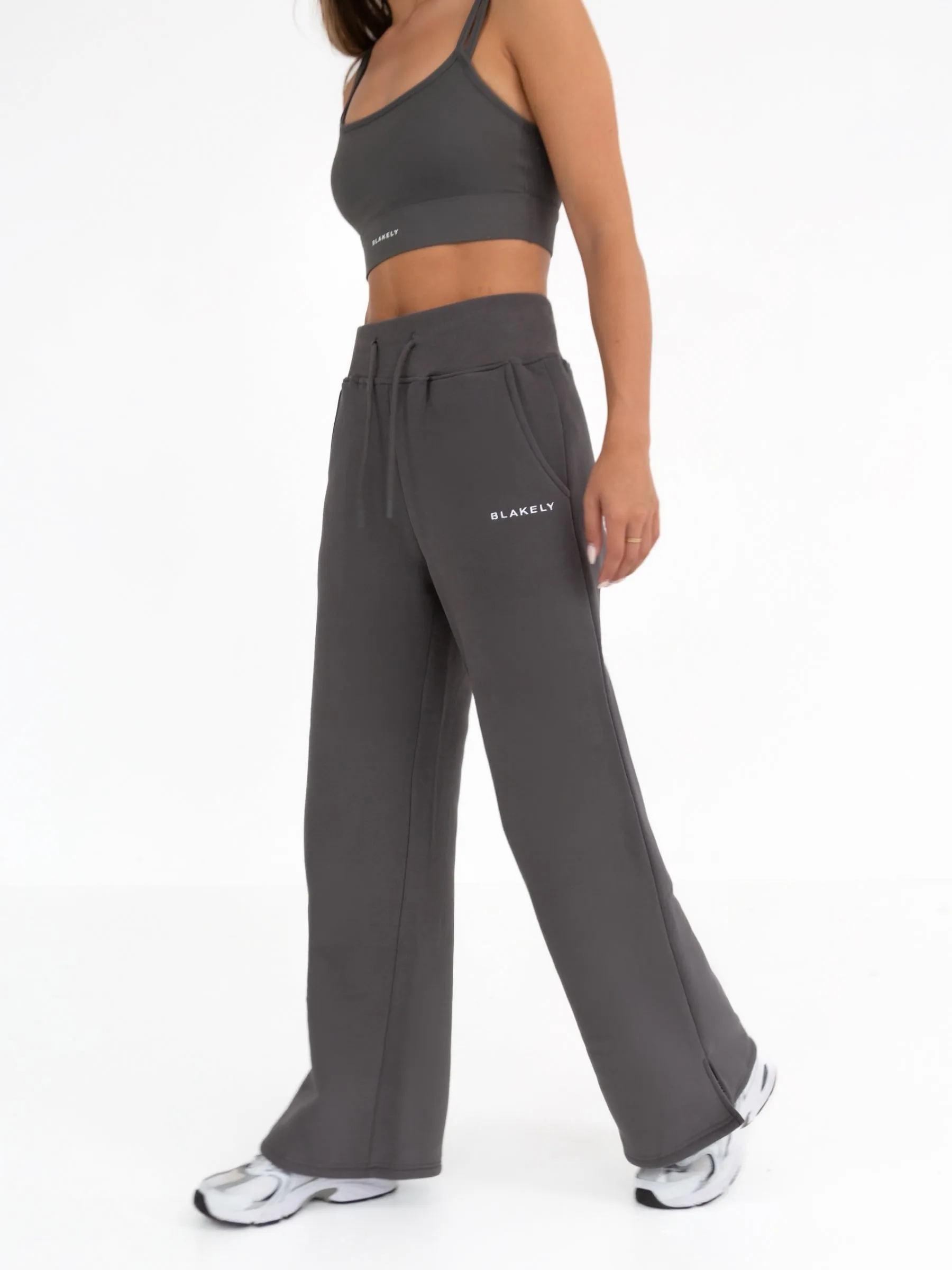 Soho Wide Leg Sweatpants - Charcoal