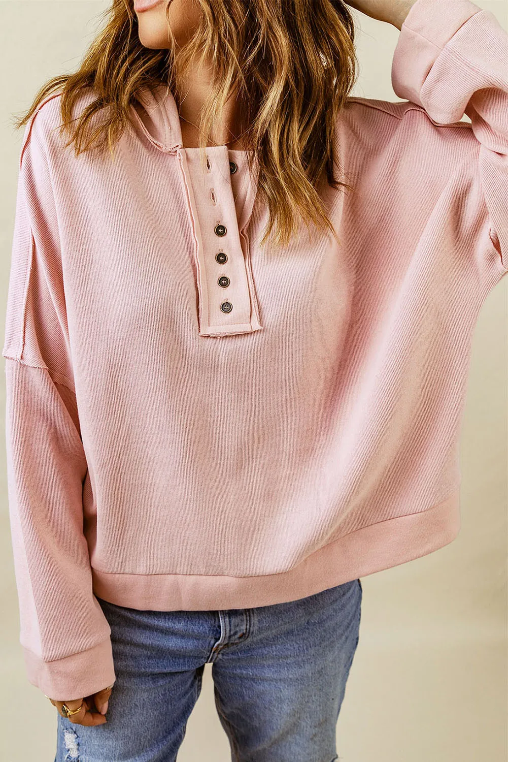 Solid Patchwork Trim Hoodie