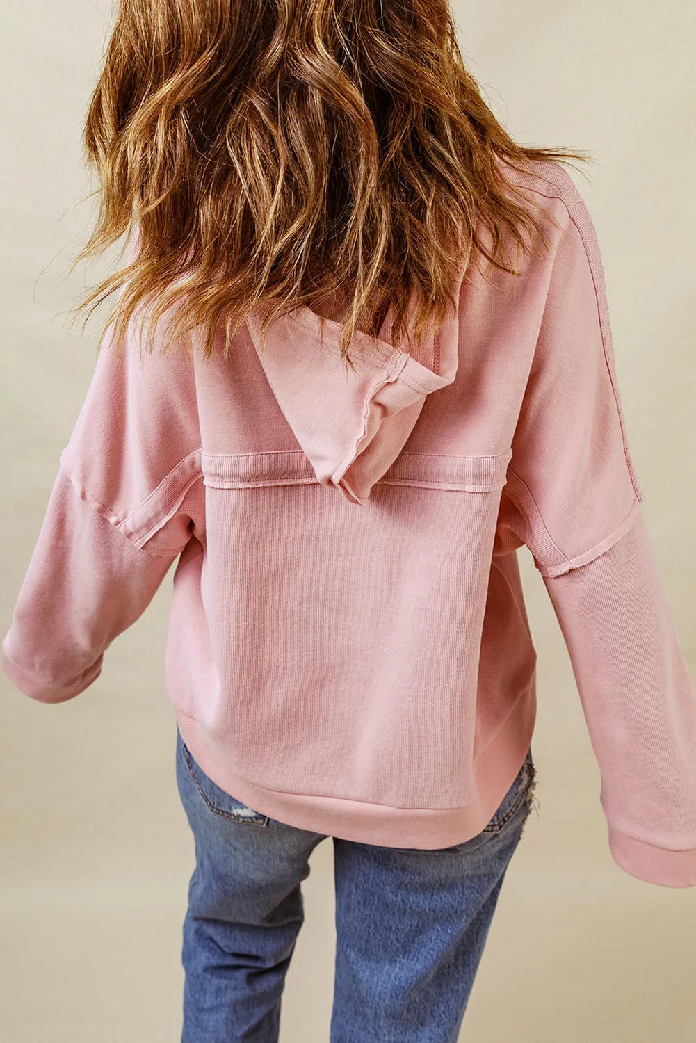 Solid Patchwork Trim Hoodie