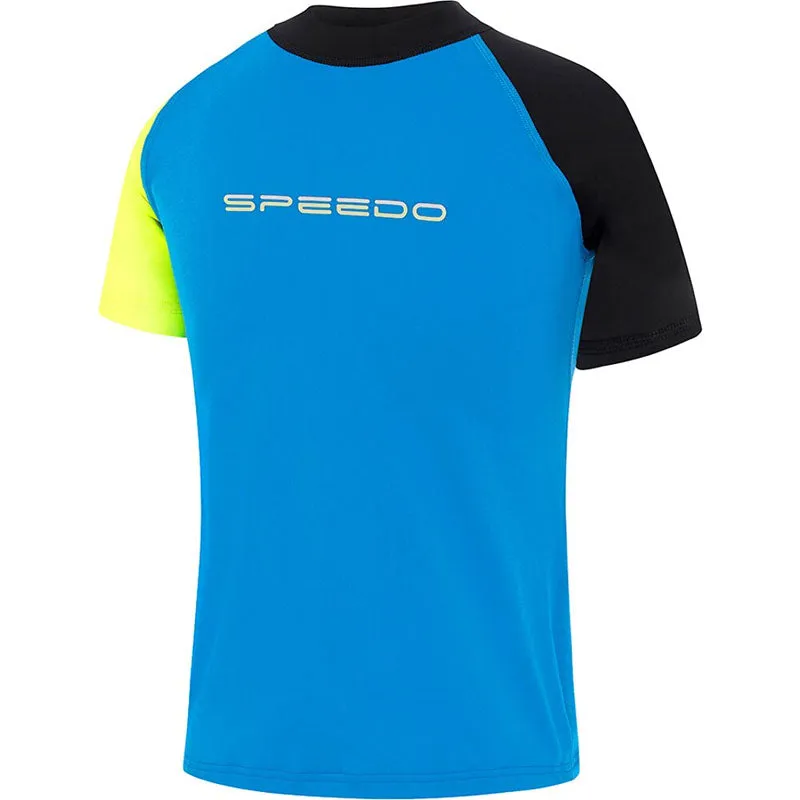 SPEEDO BOYS LOGO SS SUNTOP BLUE YELLOW