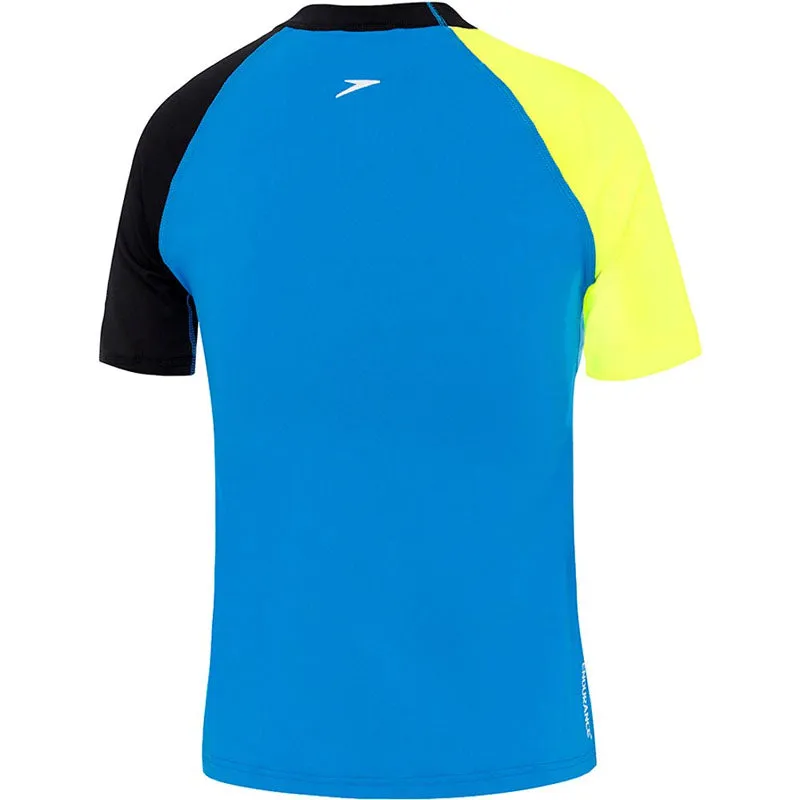 SPEEDO BOYS LOGO SS SUNTOP BLUE YELLOW