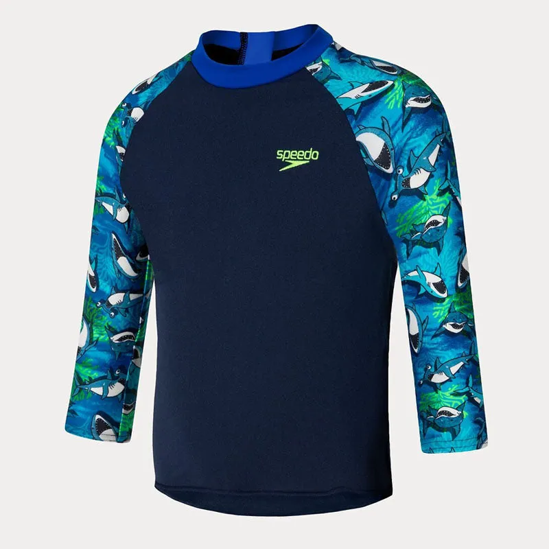 Speedo Boys Long Sleeve Shark Bait Rashie