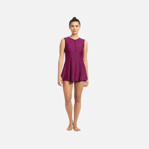 Speedo Closedback Swimdress with Boyleg -DeepPlum-Black
