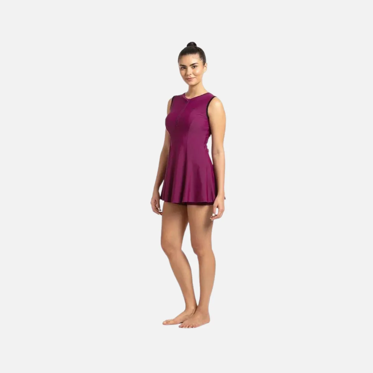 Speedo Closedback Swimdress with Boyleg -DeepPlum-Black
