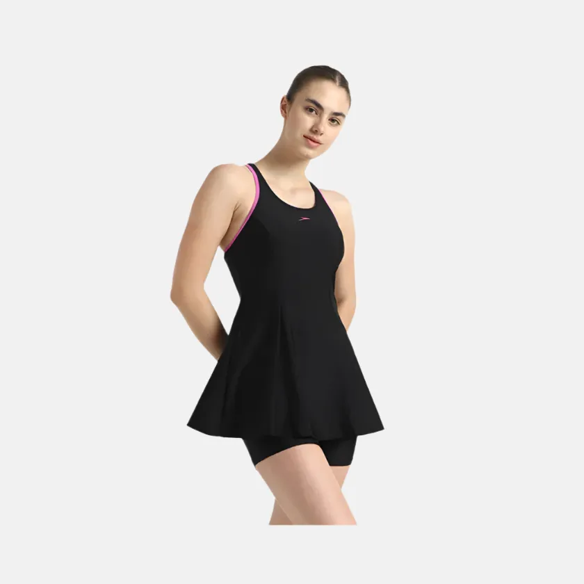 Speedo Endurance 10 Raceback Women's Swimdress With Boyleg -Black/Noen Violet