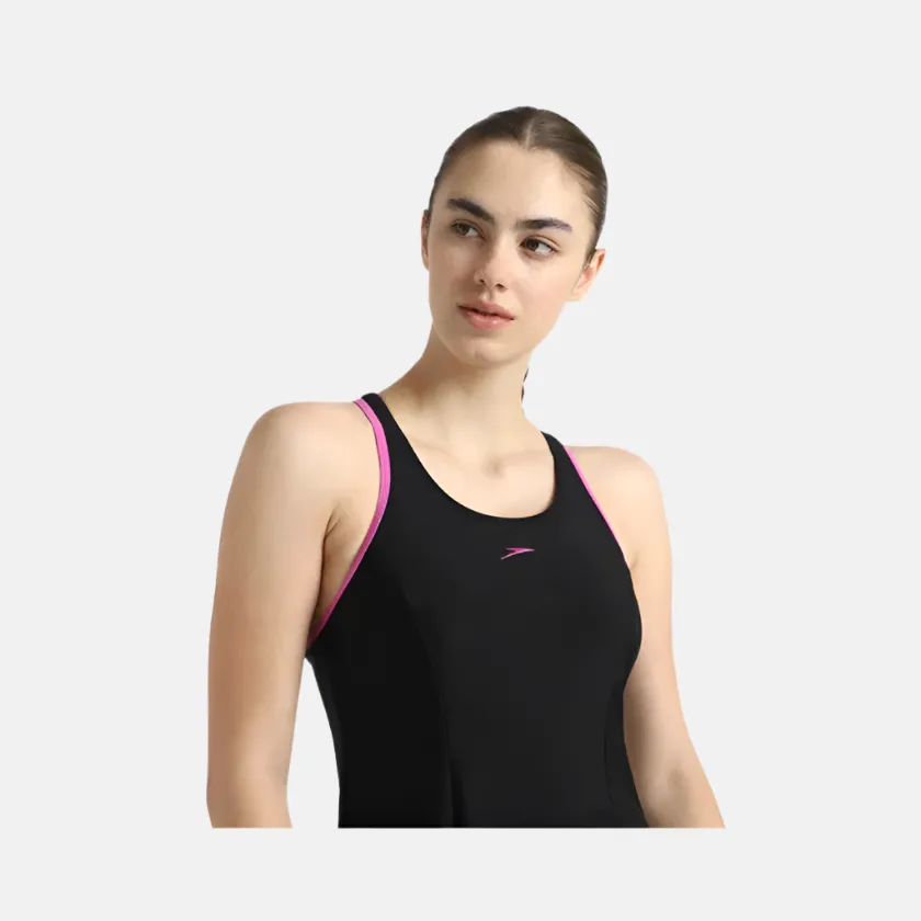 Speedo Endurance 10 Raceback Women's Swimdress With Boyleg -Black/Noen Violet