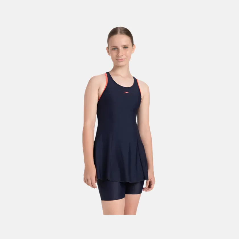 Speedo Endurance10 Racerback Women's Swimdress With Boyleg -True Navy/Coral Sand