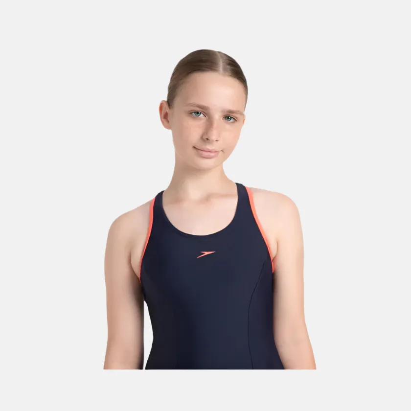 Speedo Endurance10 Racerback Women's Swimdress With Boyleg -True Navy/Coral Sand