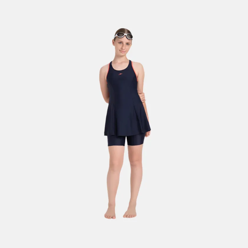 Speedo Endurance10 Racerback Women's Swimdress With Boyleg -True Navy/Coral Sand