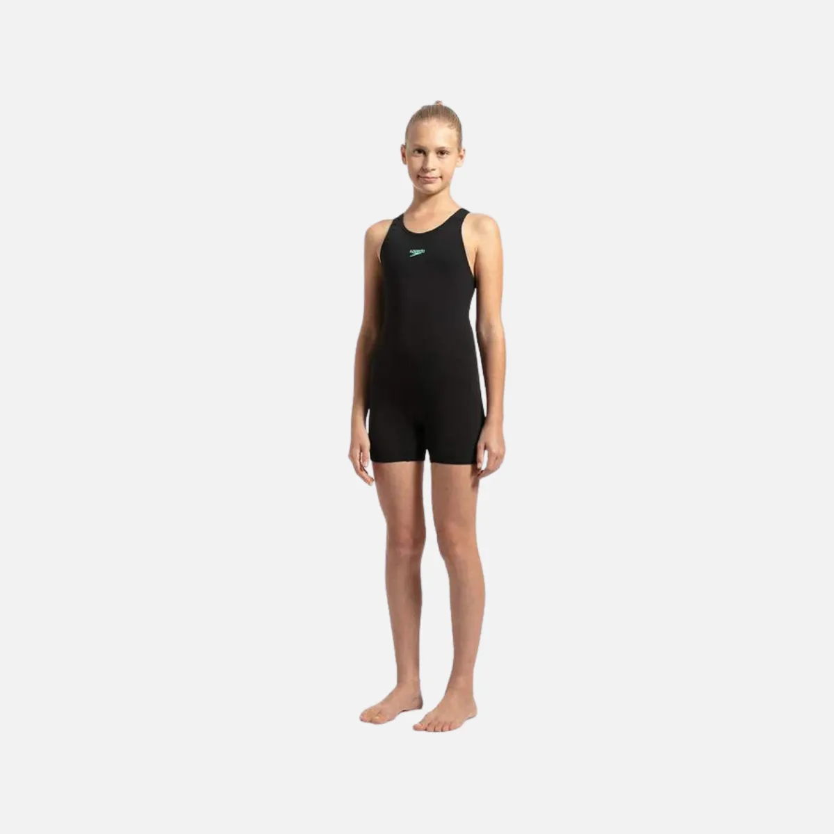 Speedo Girl's Essential Endurance  Legsuit -Black/Green Glow