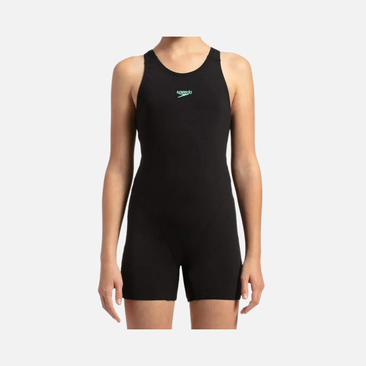 Speedo Girl's Essential Endurance  Legsuit -Black/Green Glow