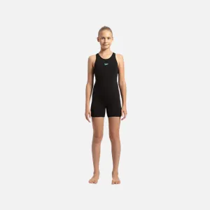Speedo Girl's Essential Endurance  Legsuit -Black/Green Glow