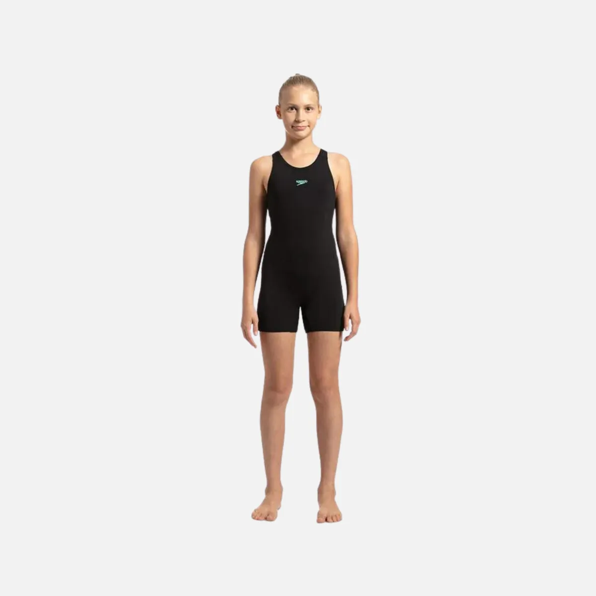 Speedo Girl's Essential Endurance  Legsuit -Black/Green Glow