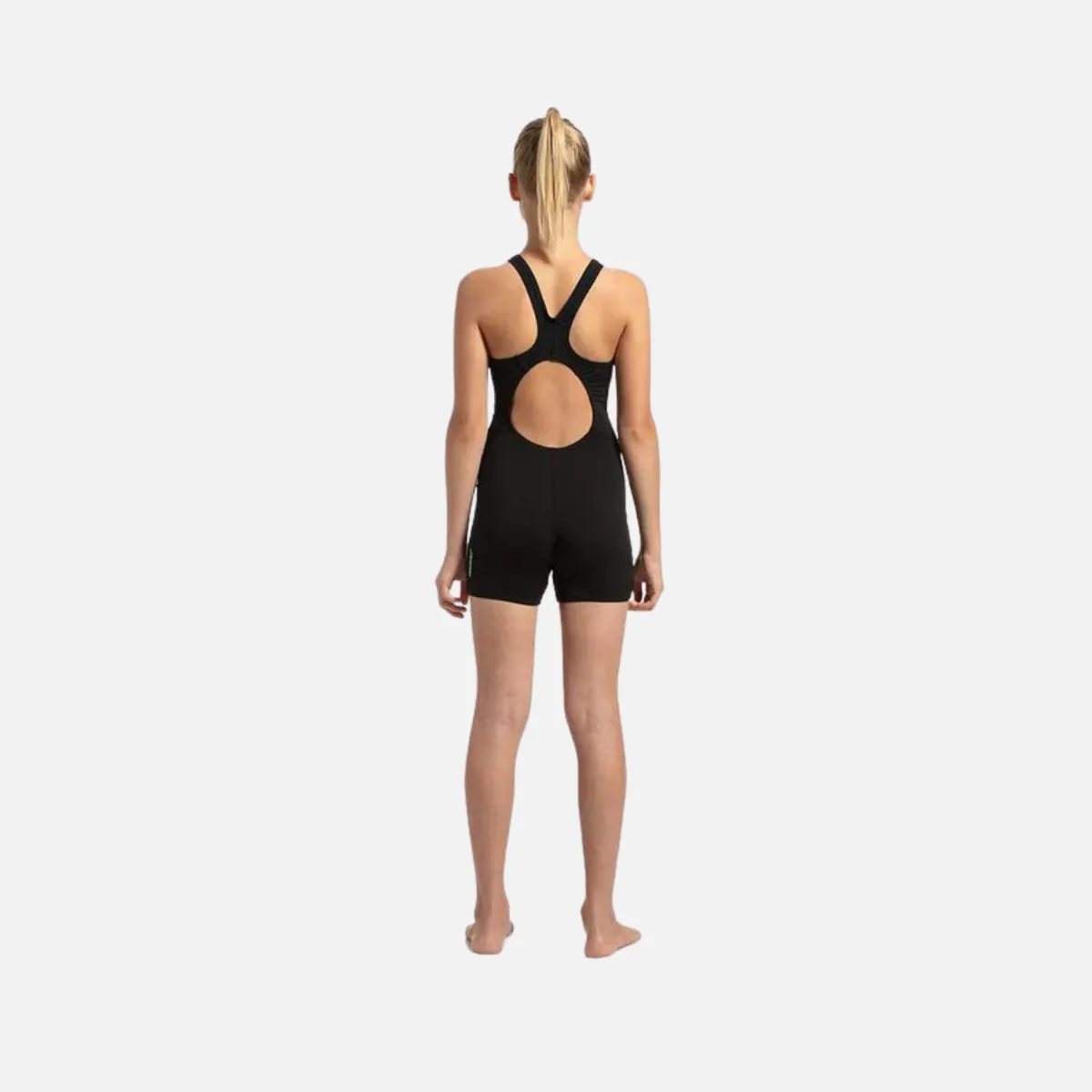 Speedo Girl's Essential Endurance  Legsuit -Black/Green Glow