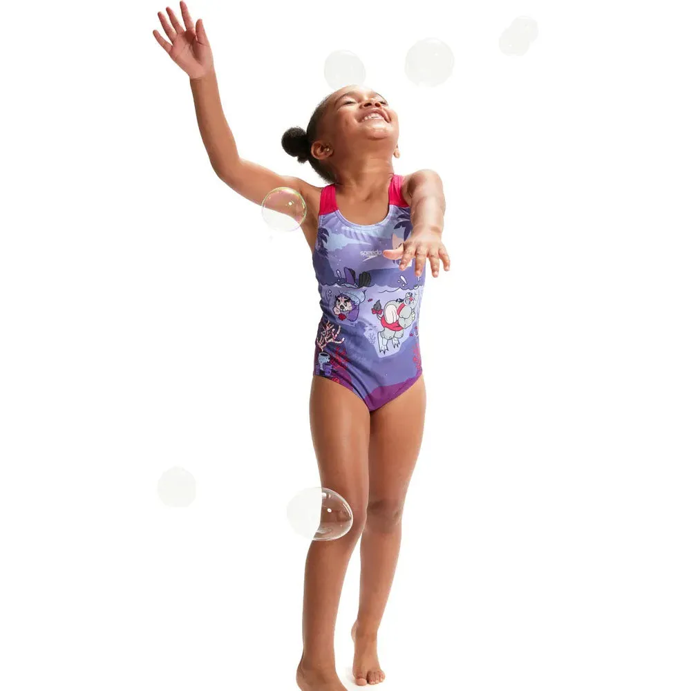 Speedo Girls Printed Swim Squad Crossback