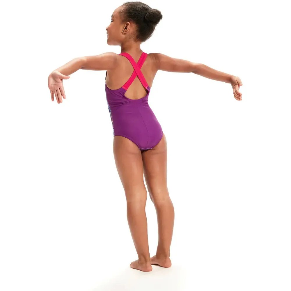 Speedo Girls Printed Swim Squad Crossback