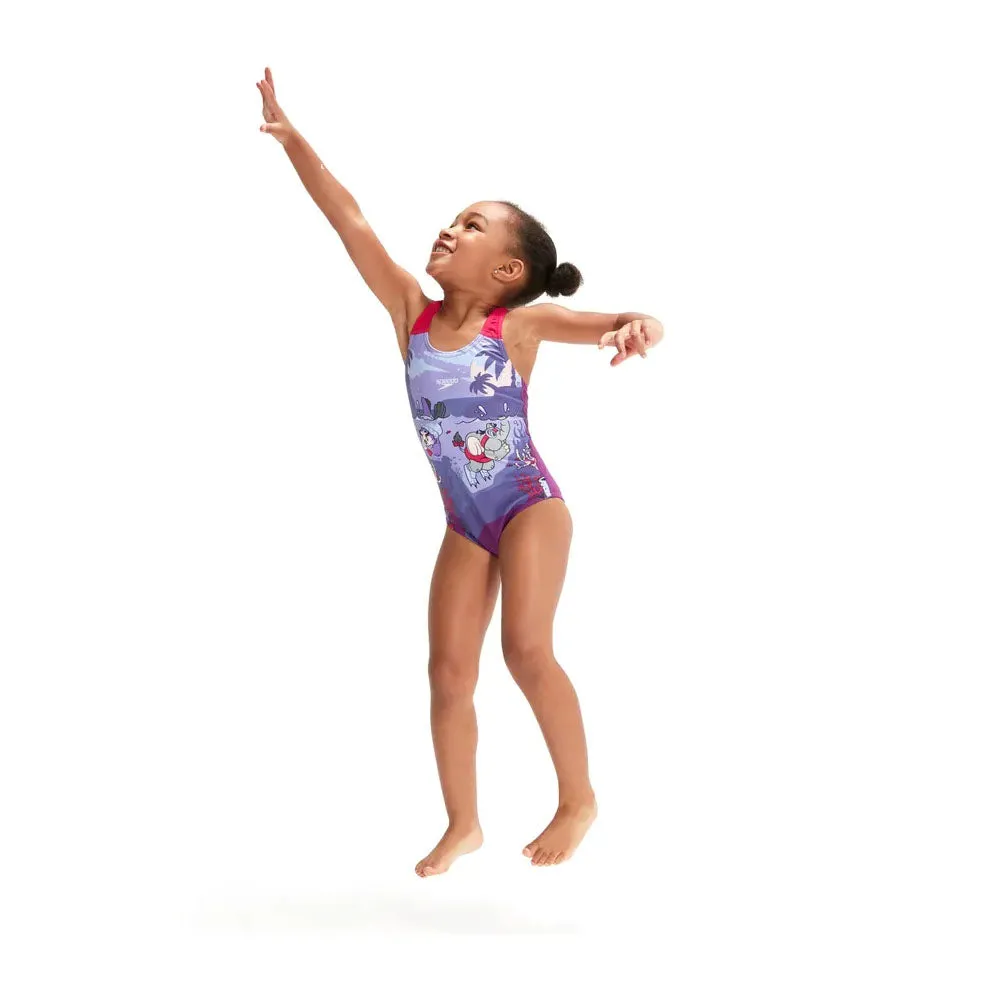 Speedo Girls Printed Swim Squad Crossback