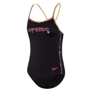 SPEEDO GIRLS SIERRA ONE PIECE BLACK/ MULTI COULOURED