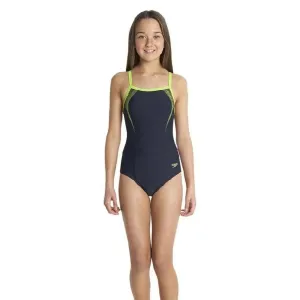 Speedo Girl's Sports Logo Thinstrap Swimsuit - Navy