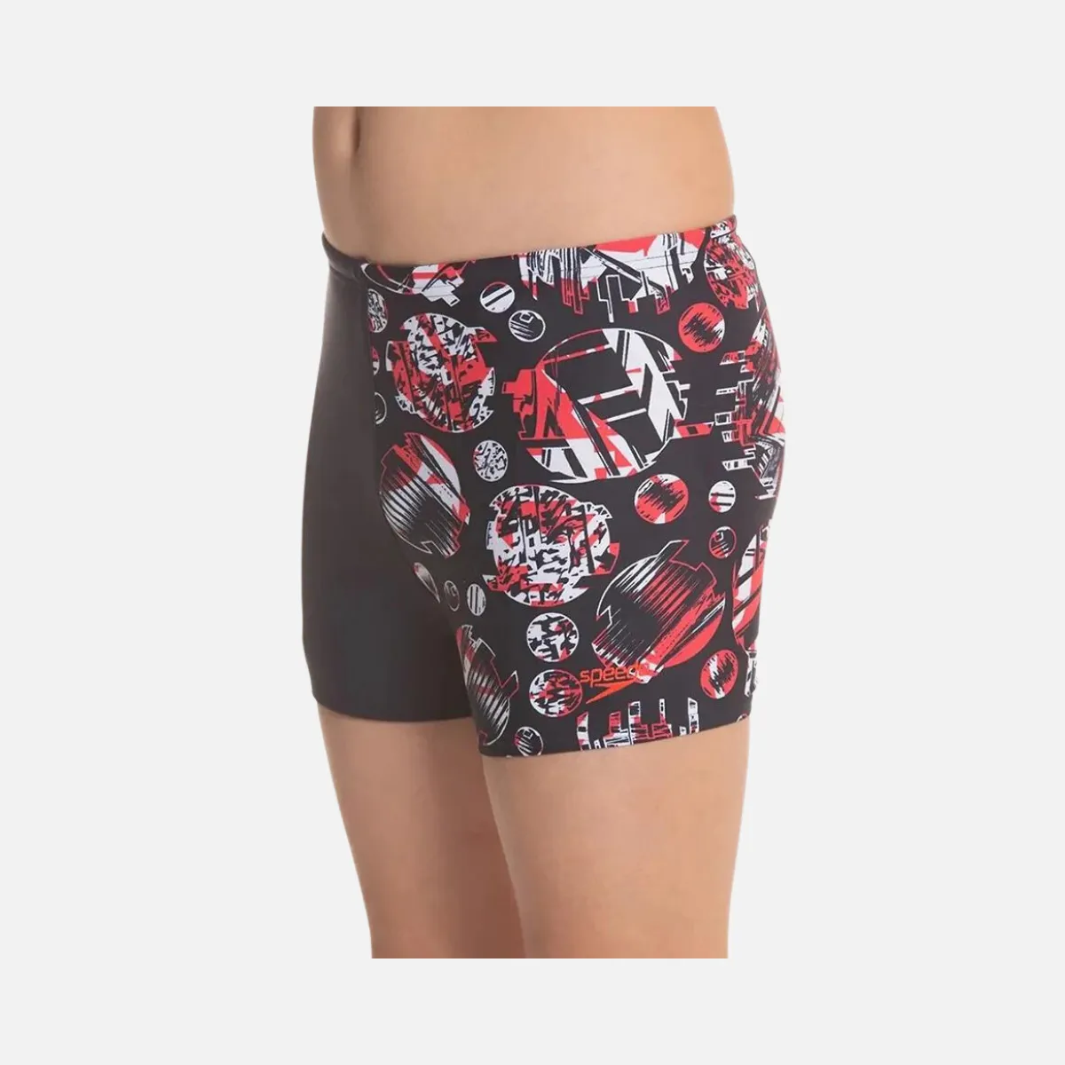 Speedo Glitchamp Allover Aquashort Kids Boy Swimwear -True Navy/Lava Red/White