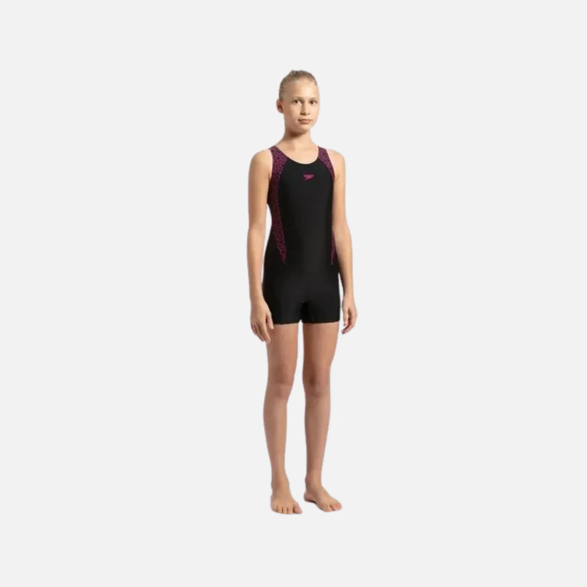 Speedo Kids Girls Hyperboom Splice Mback Legsuit -Black/Electric Pink