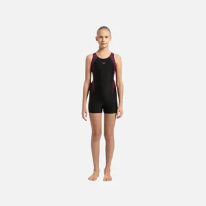 Speedo Kids Girls Hyperboom Splice Mback Legsuit -Black/Electric Pink