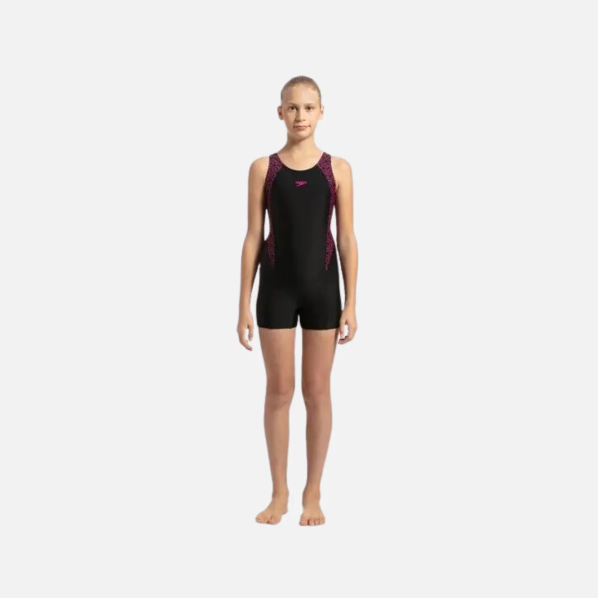 Speedo Kids Girls Hyperboom Splice Mback Legsuit -Black/Electric Pink