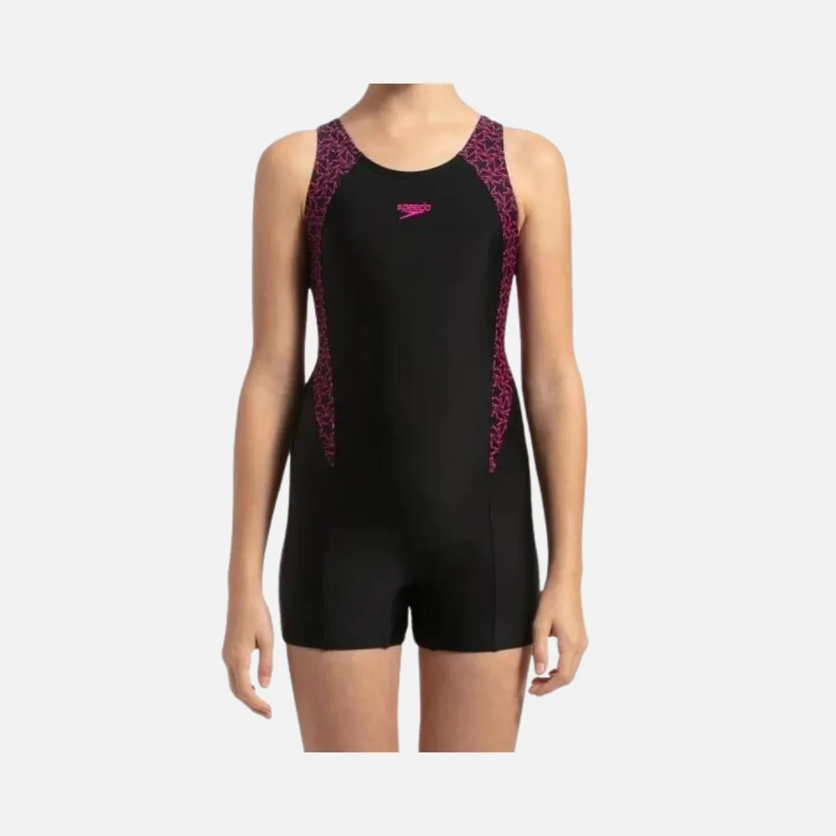 Speedo Kids Girls Hyperboom Splice Mback Legsuit -Black/Electric Pink