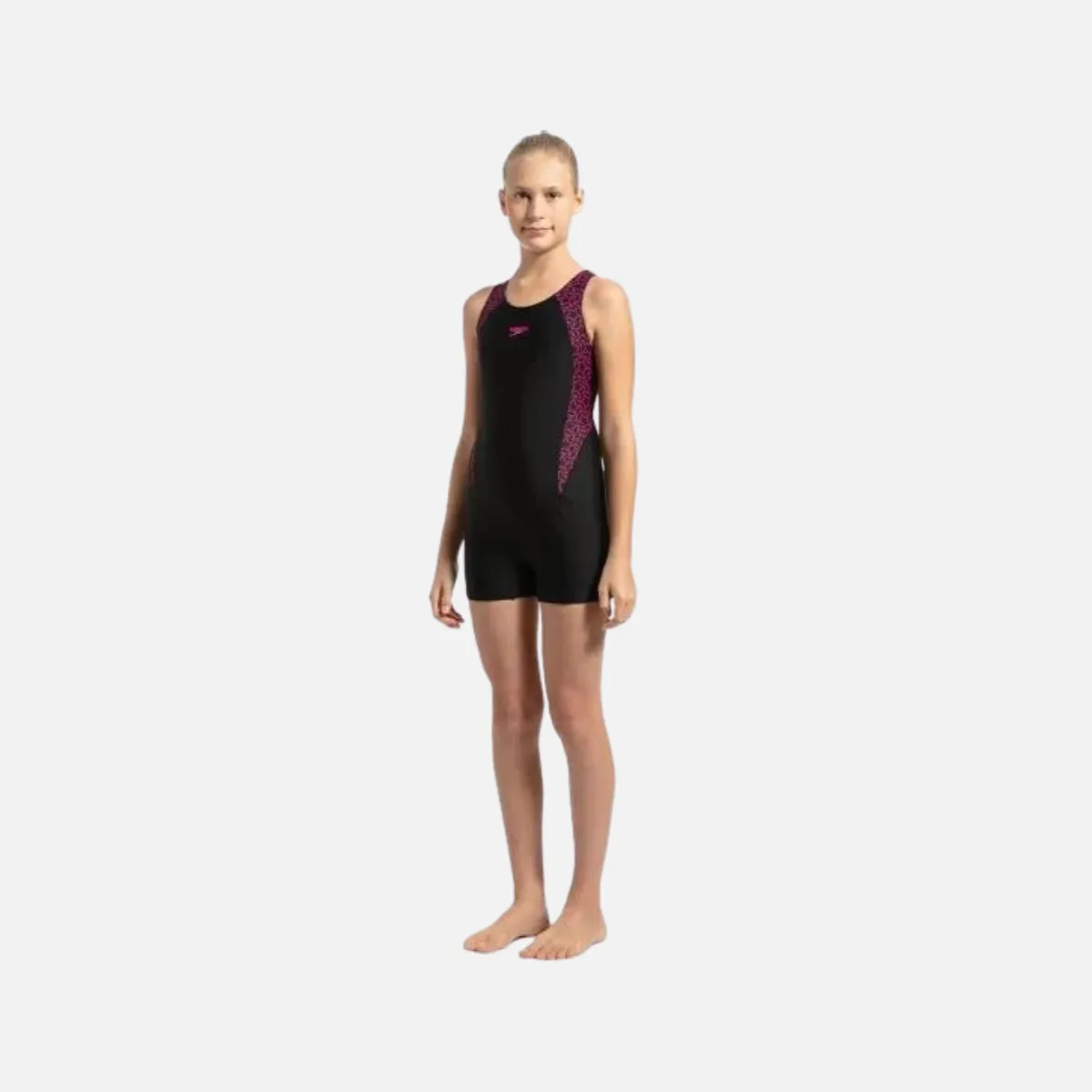 Speedo Kids Girls Hyperboom Splice Mback Legsuit -Black/Electric Pink