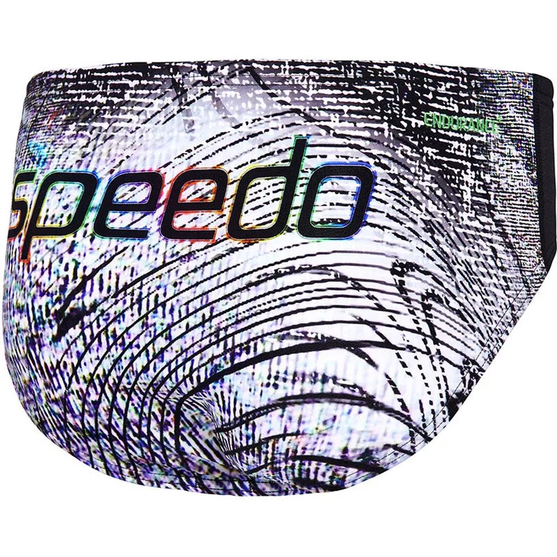 SPEEDO MENS FRENZY BRIEF BLACK RAINBOW