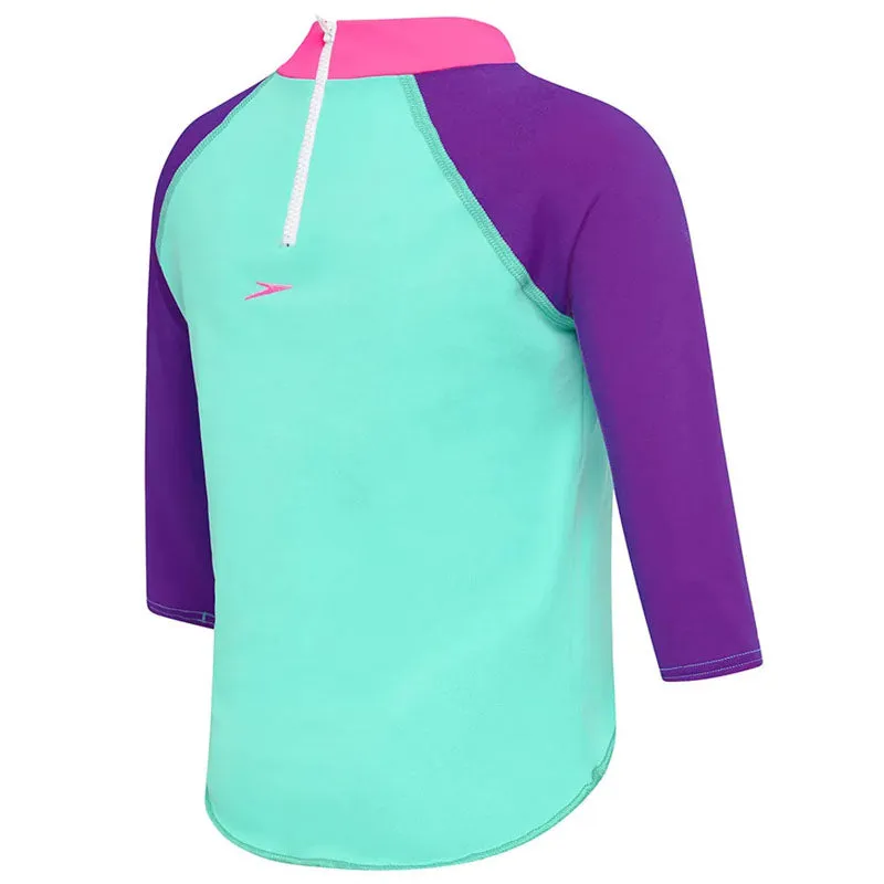 SPEEDO TODDLER GIRLS LOGO LS SUNTOP AQUA