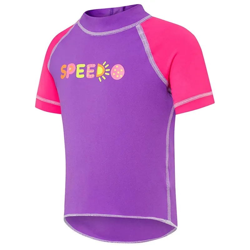 SPEEDO TODDLER GIRLS LOGO SHORT SLEEVE SUN TOP