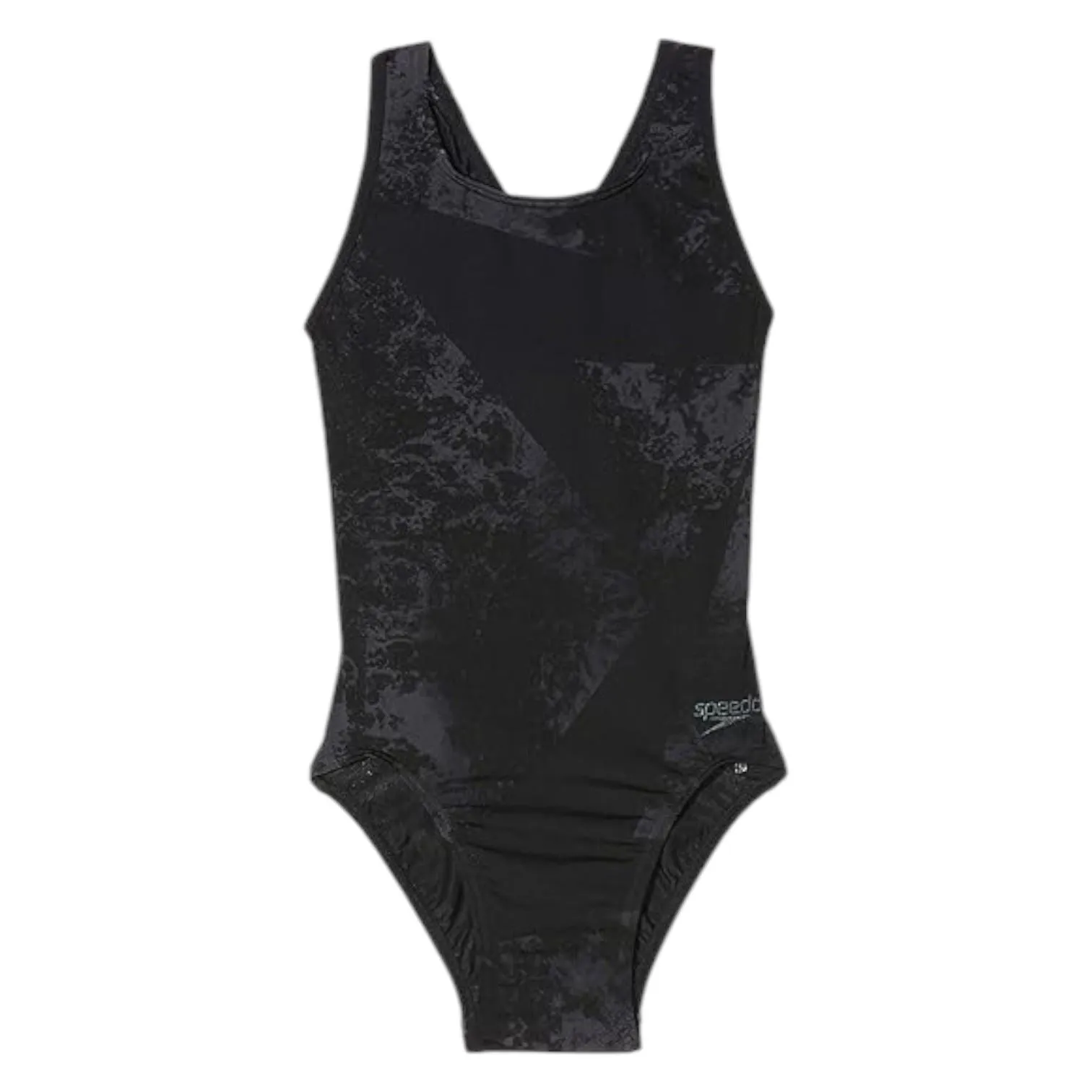 Speedo Womens Boomstar Placement Flyback Swimsuit Black/Grey