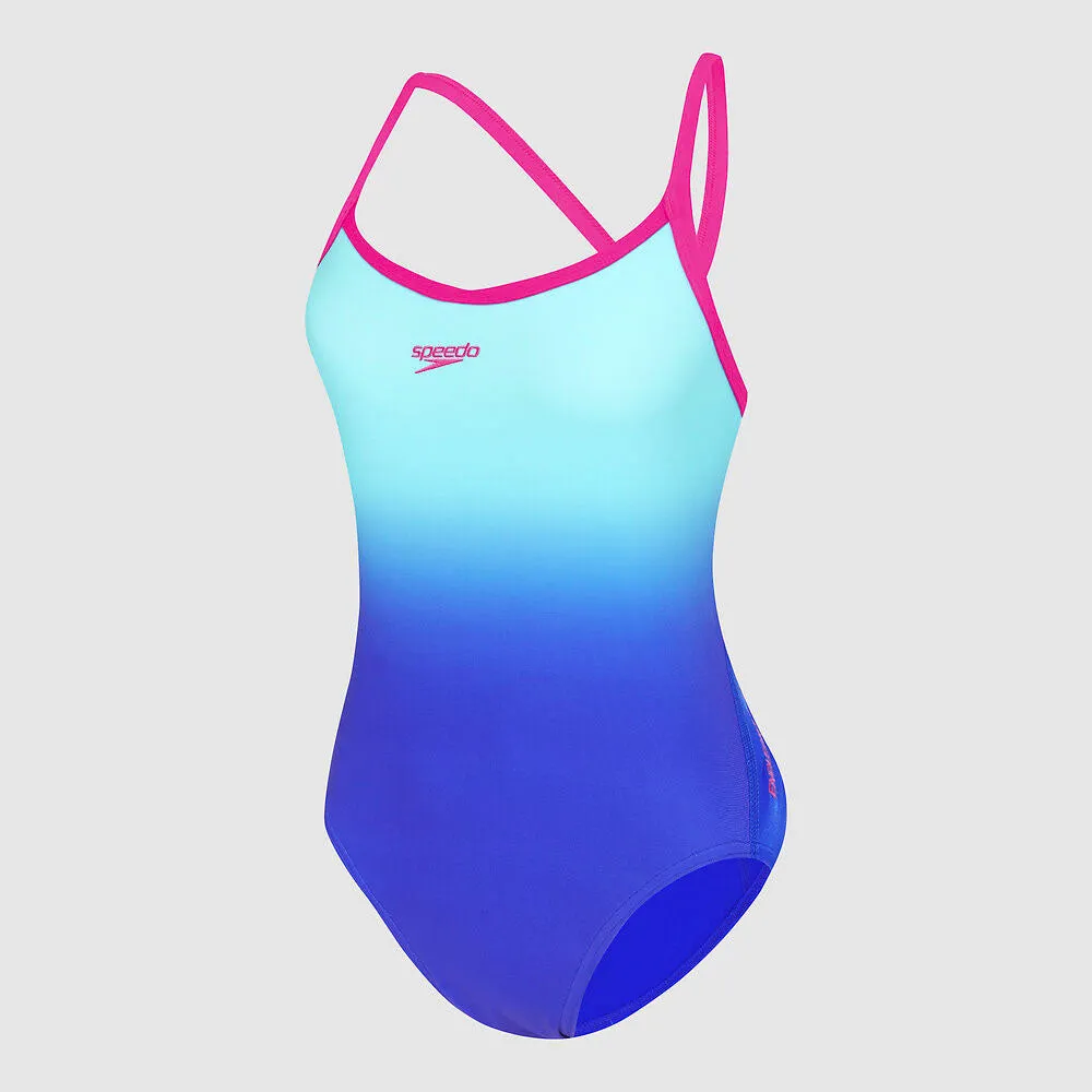 Speedo Womens Placement Digi Ombre Turnback One Piece