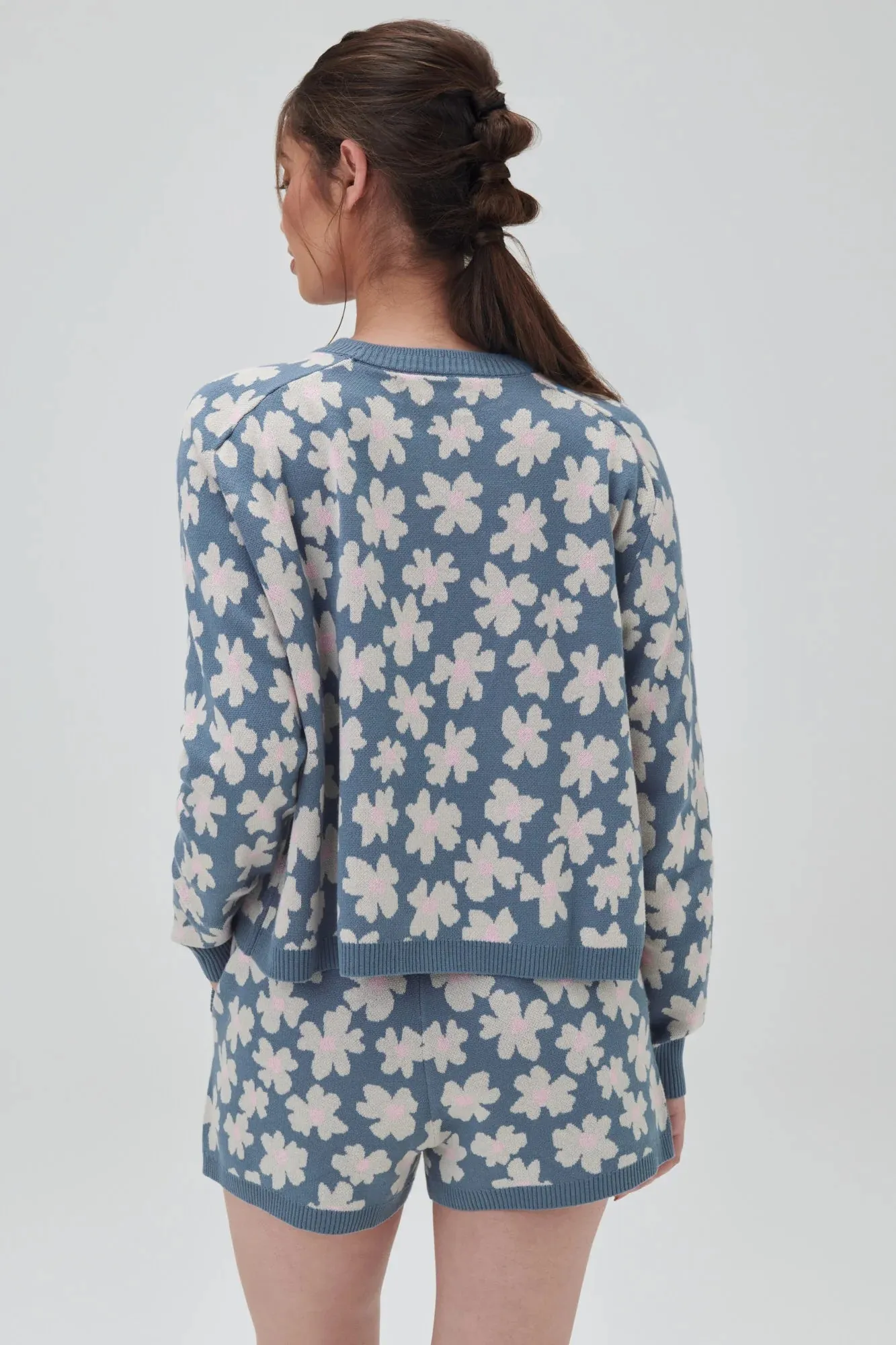Spiritual Gangster Floral Jacquard Relaxed Sweater Shorts