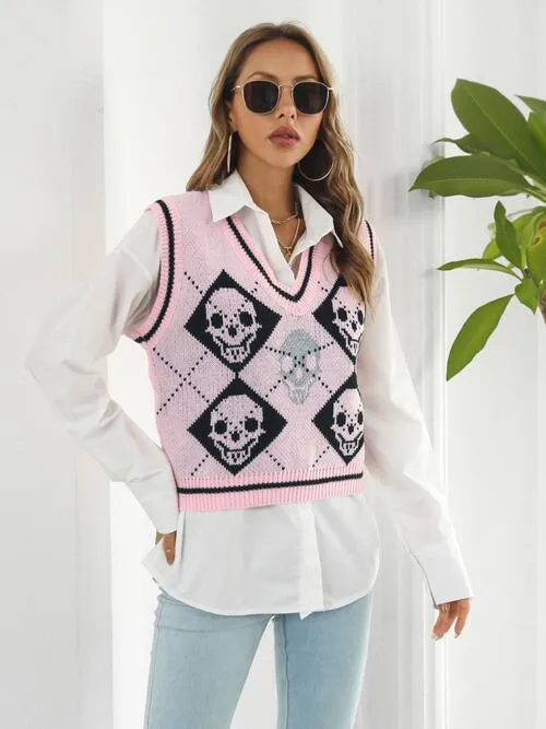 Spooky Layer Skull Sweater Vest