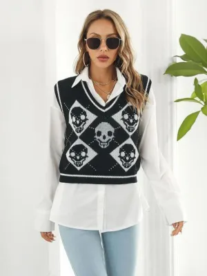 Spooky Layer Skull Sweater Vest