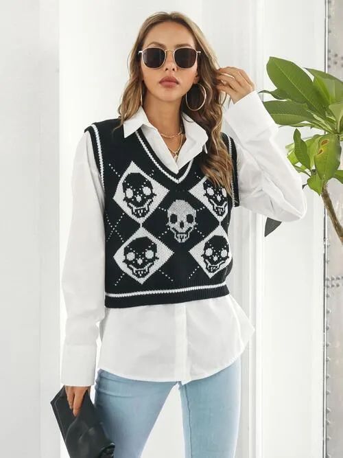 Spooky Layer Skull Sweater Vest