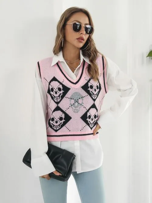 Spooky Layer Skull Sweater Vest