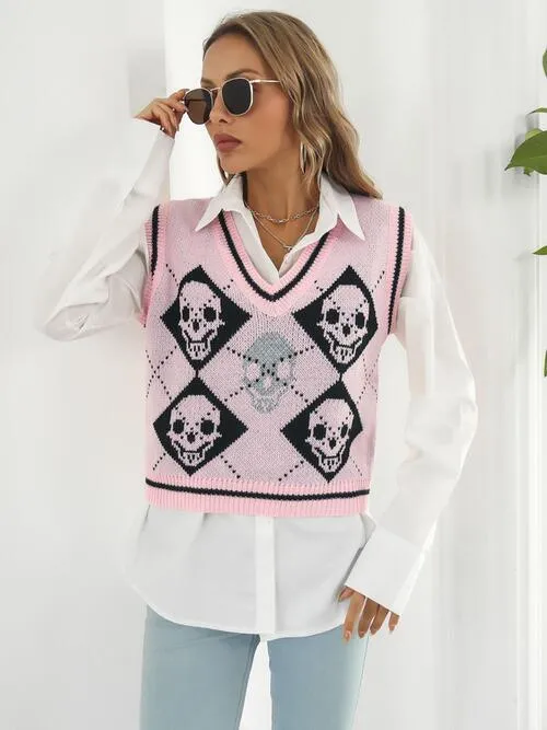 Spooky Layer Skull Sweater Vest