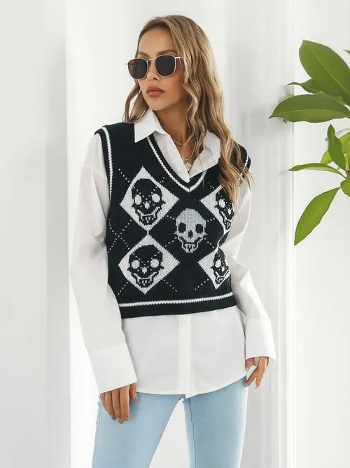 Spooky Layer Skull Sweater Vest