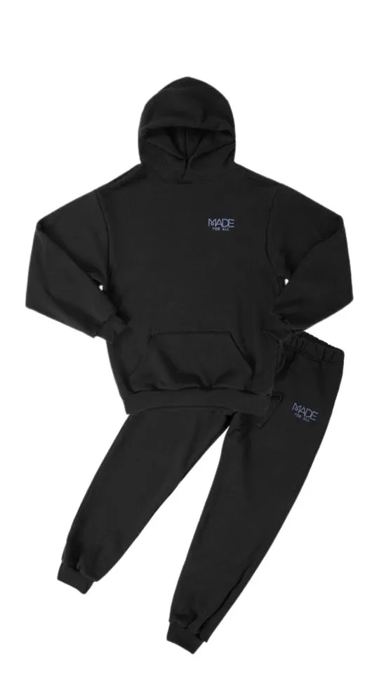 Streetwear Clothing Line: Made for All - Black sweatshirt and jogger Set
